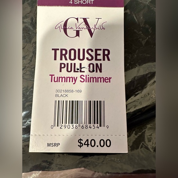 Gloria Vanderbilt, 4short, black pull on tummy, slimmer, trouser pants - Picture 4 of 6